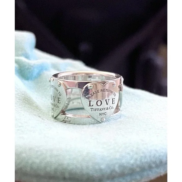 Tiffany & Co. Return NY T&co Sterling Silver 925 Wide Love Band Ring Size 4.75